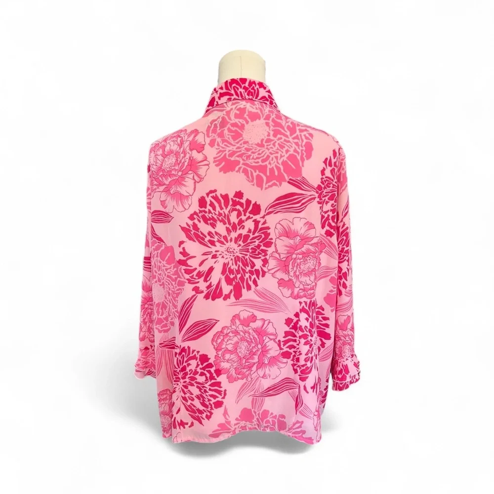 ππΈ EUC WHITE STAG PLUS Pink Tank & Floral Blouse Set | Sz 18W/20W - Picture 5 of 7